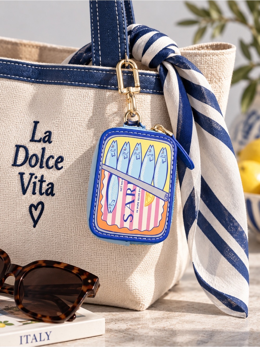 Sardines Keychain Coin Purse Pouch Novelty Food Bag Charm Mediterranean Coast